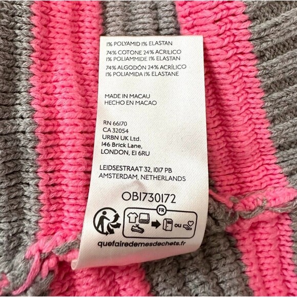 Free People Links Pullover XS Pink Gray Striped Sweater Rib Knit Oversized New - Picture 9 of 9